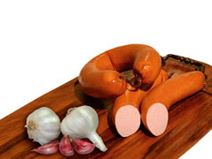 Foto (Fleischwurst im Ring mit Knoblauch)